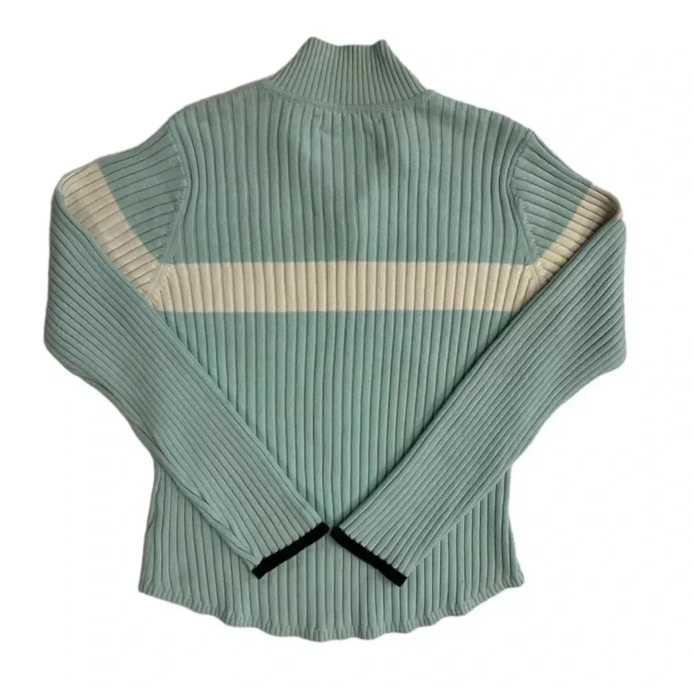 Tommy Hilfiger Vintage Ribbed Fitted  Blue White Sweater Size Large - Picture 6 of 10
